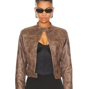 LIONESS-Bella Moto Jacket in Chocolate. Size XL